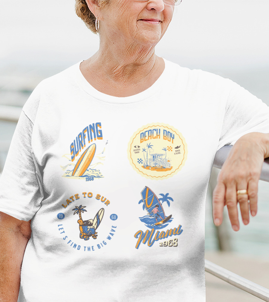 Surfing Beach Boy Miami 1968 Late To Surf Club T-Shirt