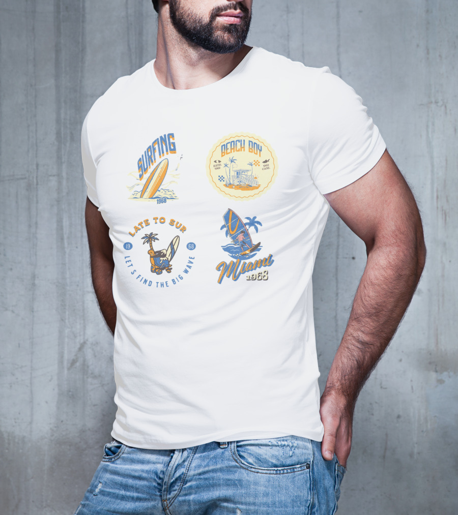 Surfing Beach Boy Miami 1968 Late To Surf Club T-Shirt