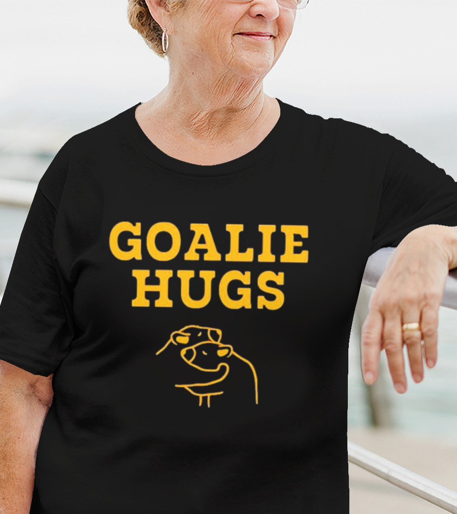 GOALIE HUGS Hockey Embrace Drawing T-Shirt