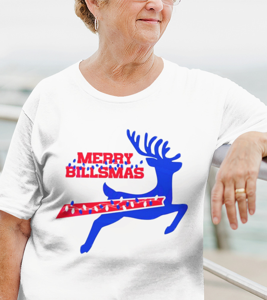 Merry Billsmas Reindeer Xmas Lights Buffalo T-Shirt