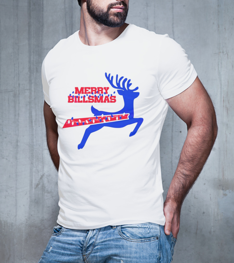 Merry Billsmas Reindeer Xmas Lights Buffalo T-Shirt