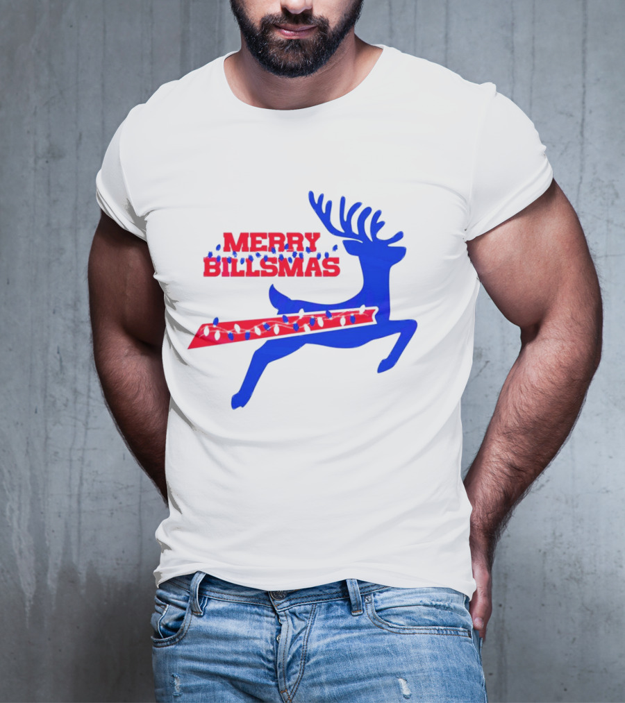 Merry Billsmas Reindeer Xmas Lights Buffalo T-Shirt