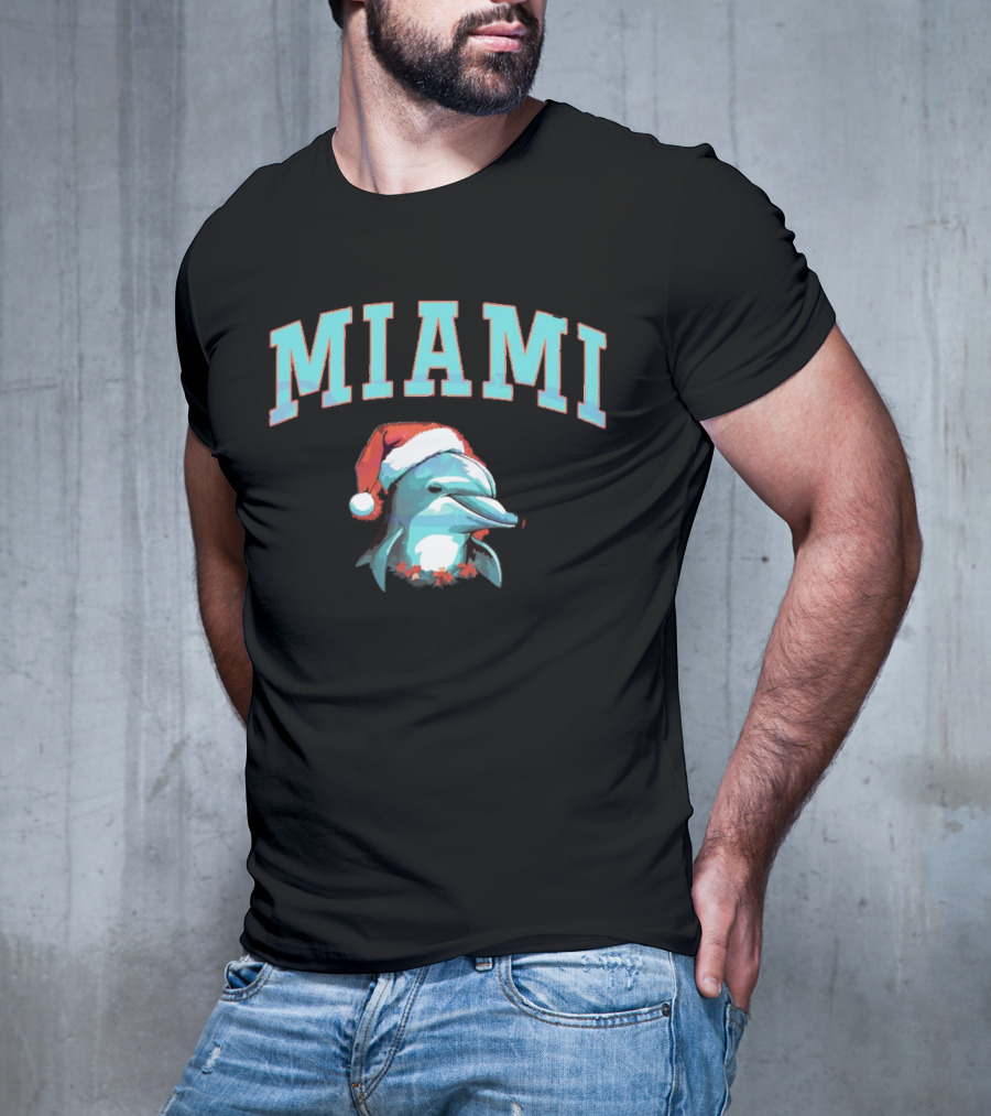 Miami Dolphins Santa Christmas Miami T-Shirt