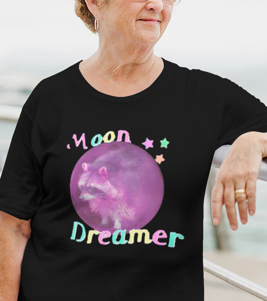 Moon Dreamer Raccoon Pastel Stars T-Shirt