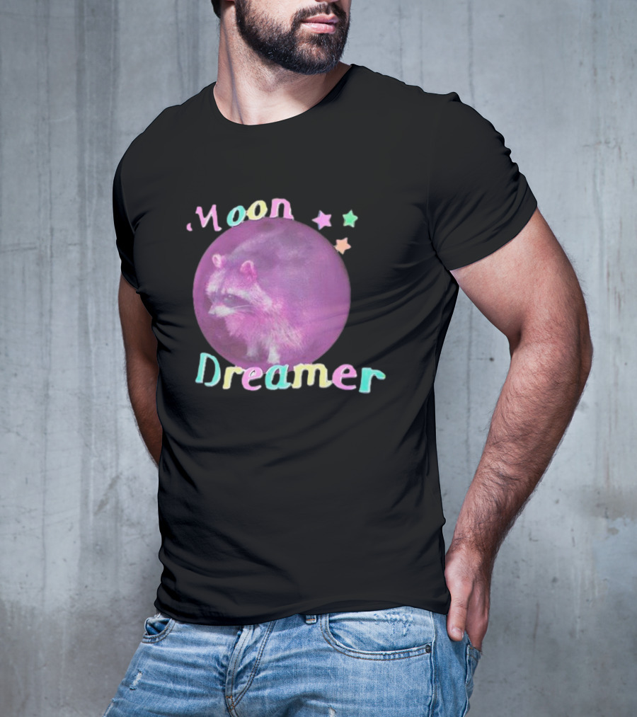 Moon Dreamer Raccoon Pastel Stars T-Shirt
