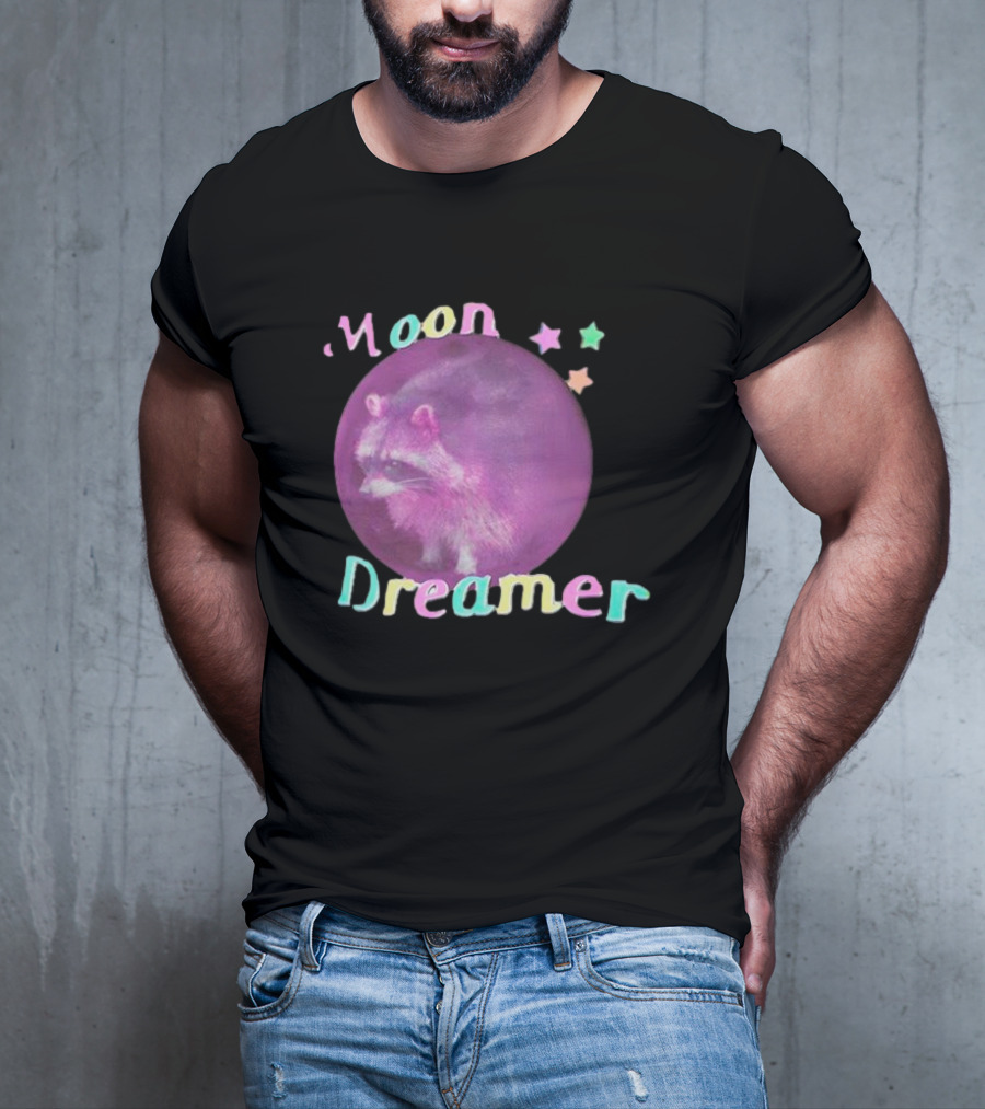 Moon Dreamer Raccoon Pastel Stars T-Shirt