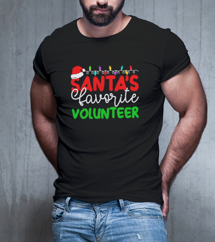 Santa's Favorite Volunteer Christmas Lights Hat T-Shirt