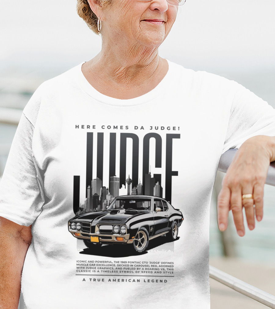 Pontiac Judge Muscle Car Iconic Roaring Classic City Skyline T-Shirt