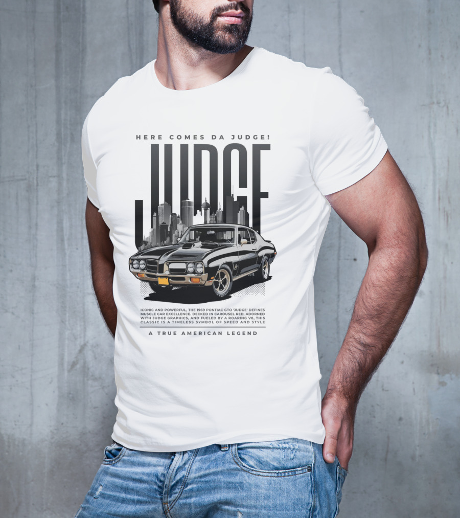 Pontiac Judge Muscle Car Iconic Roaring Classic City Skyline T-Shirt