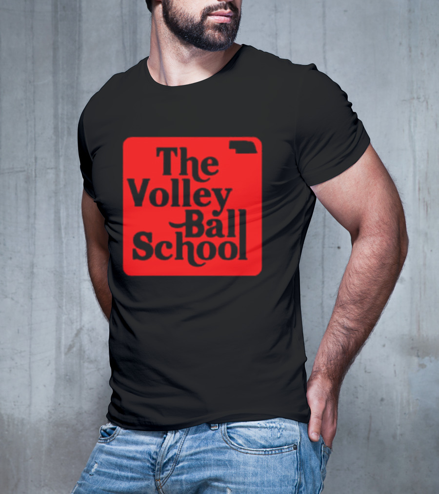 The Volleyball School Nebraska Red Square Text T-Shirt