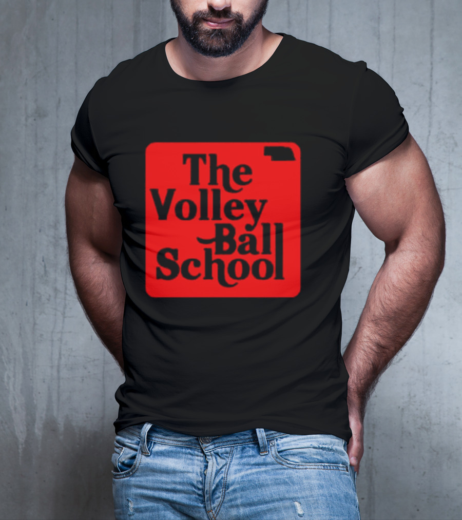 The Volleyball School Nebraska Red Square Text T-Shirt