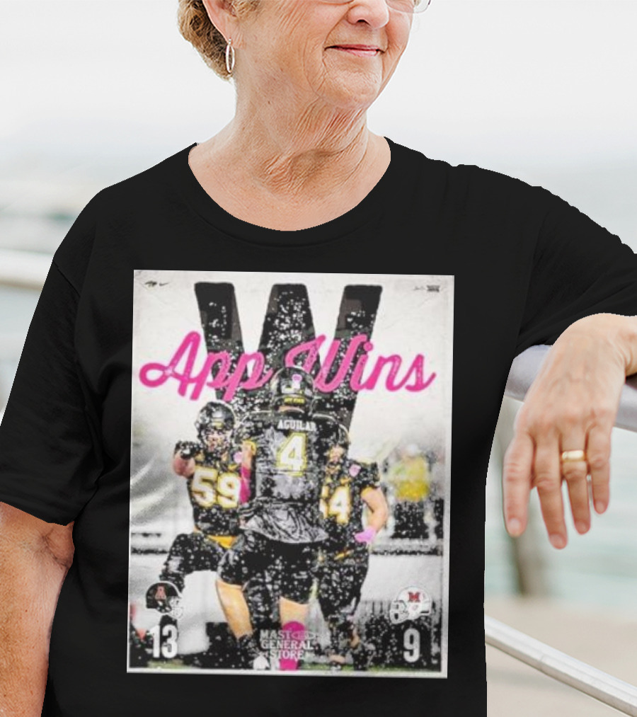 Appalachian State Mountaineers Football App Wins 13 9 Victory Celebration Football Players In Action T-Shirt