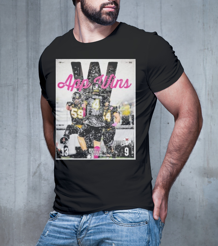 Appalachian State Mountaineers Football App Wins 13 9 Victory Celebration Football Players In Action T-Shirt