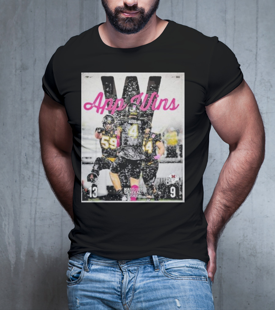 Appalachian State Mountaineers Football App Wins 13 9 Victory Celebration Football Players In Action T-Shirt