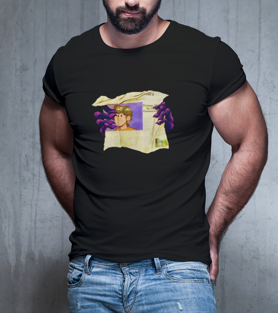 Graaavel’s Backstory Newspaper Cursed Hands Crowned Character T-Shirt