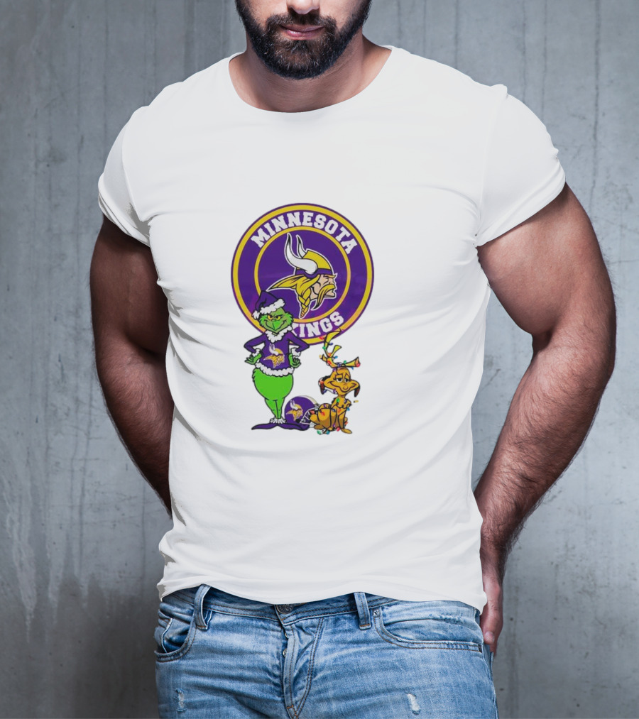 Grinch And Max Minnesota Vikings Christmas Fan Collaboration T-Shirt