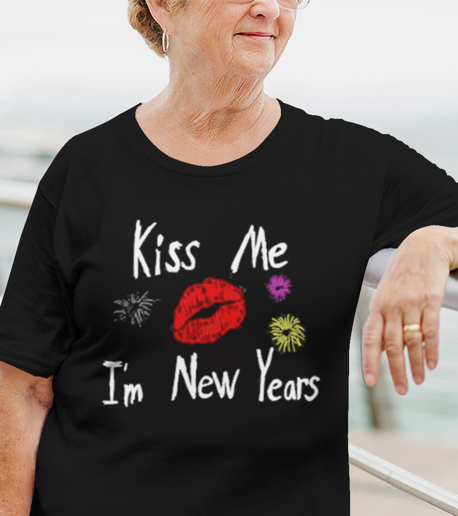Kiss Me I'm New Years Fireworks And Red Lips T-Shirt