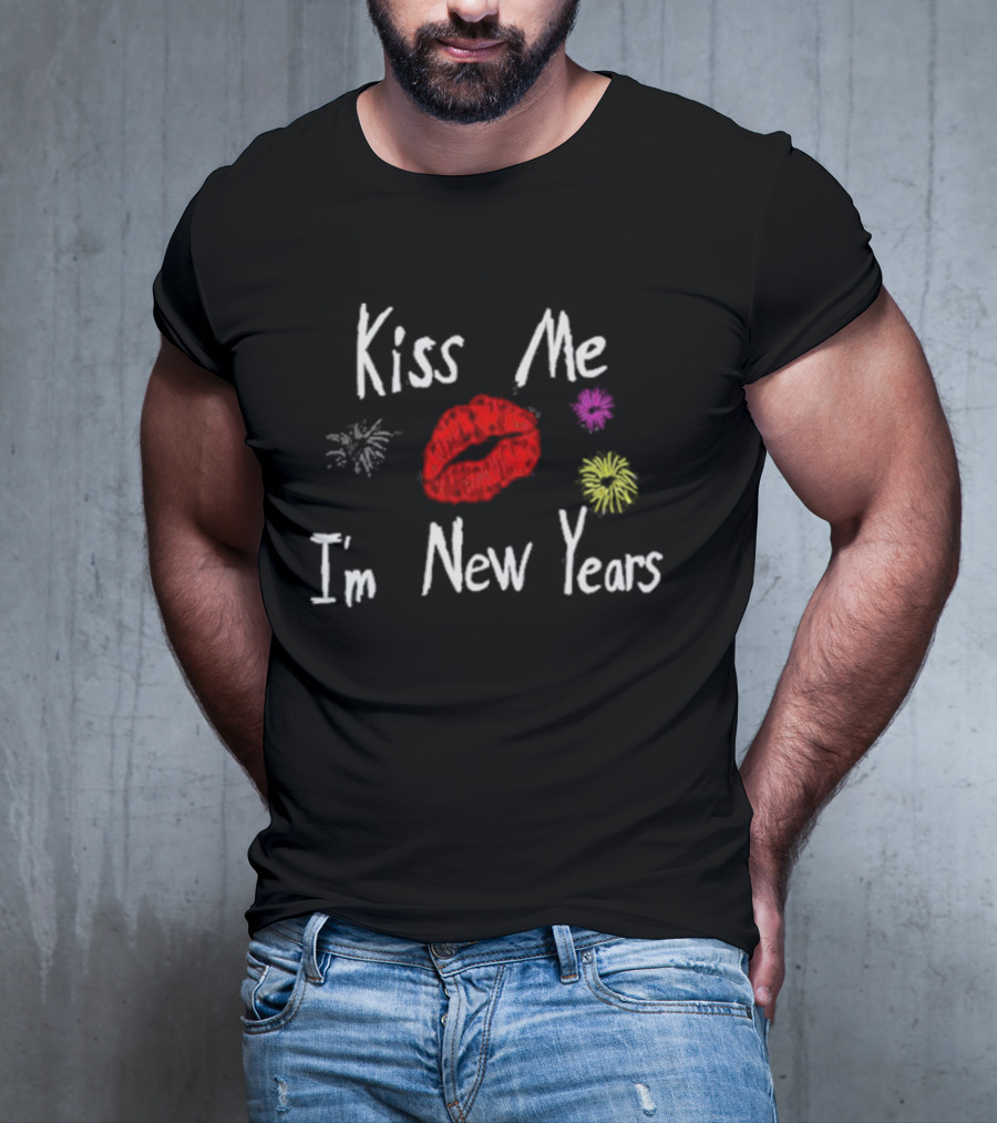 Kiss Me I'm New Years Fireworks And Red Lips T-Shirt