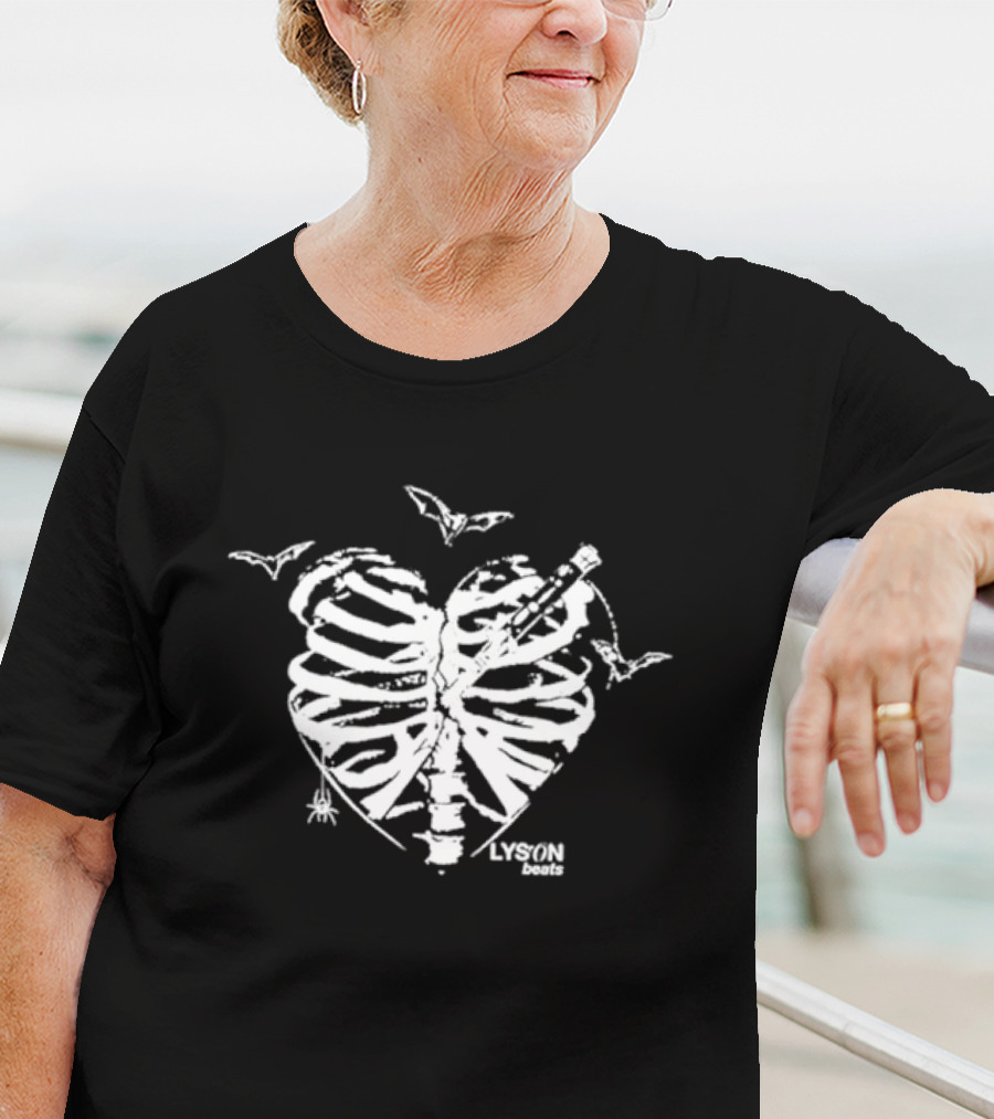 Lyson Beats Ribcage Heart With Bats And Spider T-Shirt