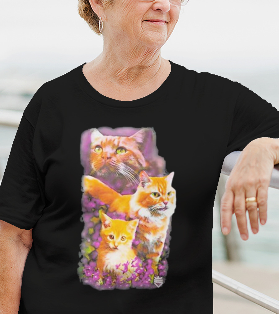 Opticgaming Scump Cat Trio Among Blossoms T-Shirt