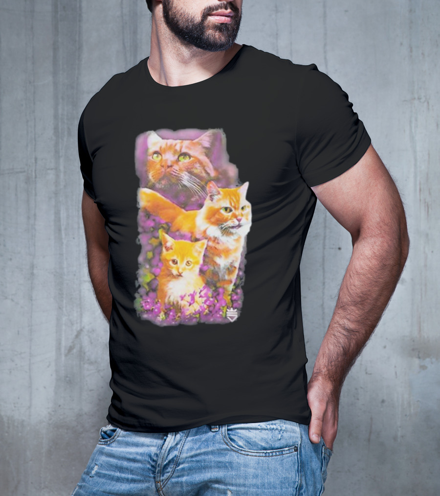 Opticgaming Scump Cat Trio Among Blossoms T-Shirt