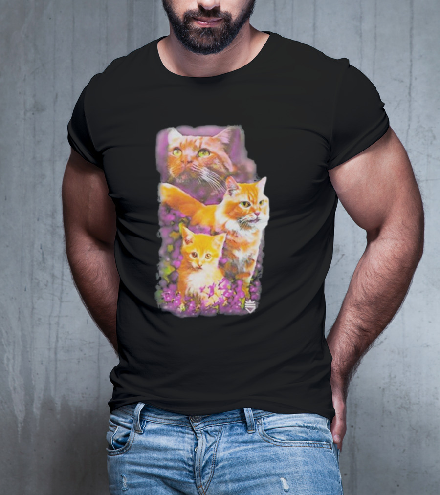 Opticgaming Scump Cat Trio Among Blossoms T-Shirt
