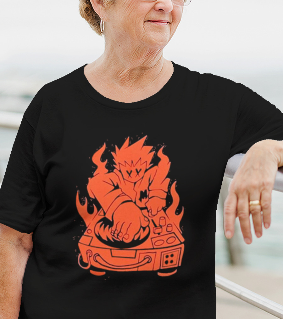 Marshmello Music Scratch Fiery DJ Turntable T-Shirt