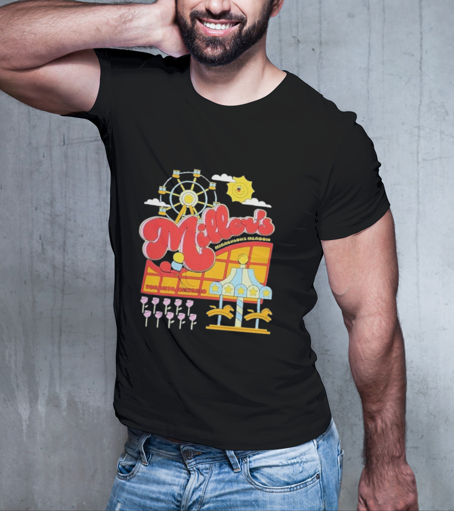 Miller's Miraculous Meadow Toronto Ontario Ferris Wheel Carousel Sun And Clouds T-Shirt