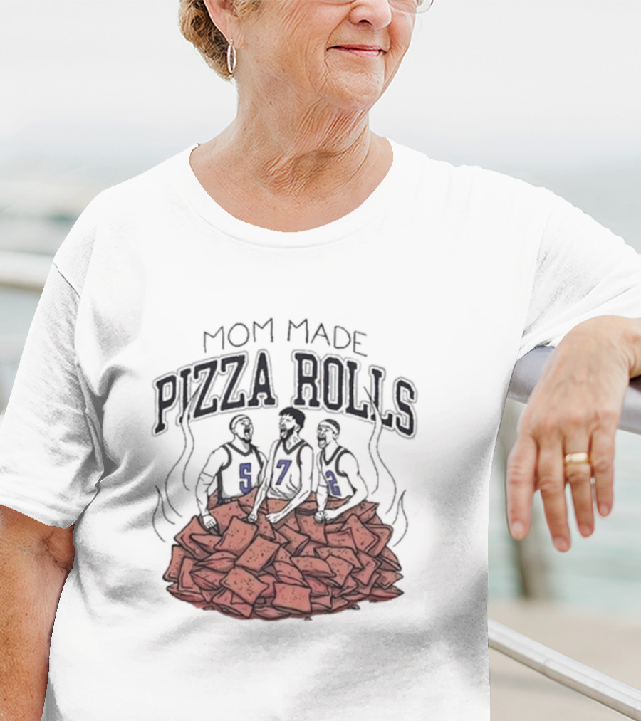 Mom Made Pizza Rolls Basketball Trio On Pizza Pile T-Shirt