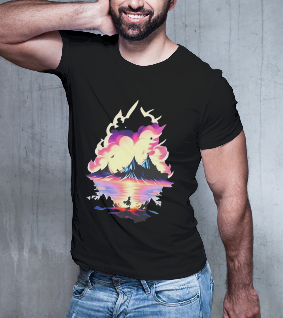 Fairy Tale Sight Comics Artwork Enchanted Landscape With Mountains And Reflection T-Shirt