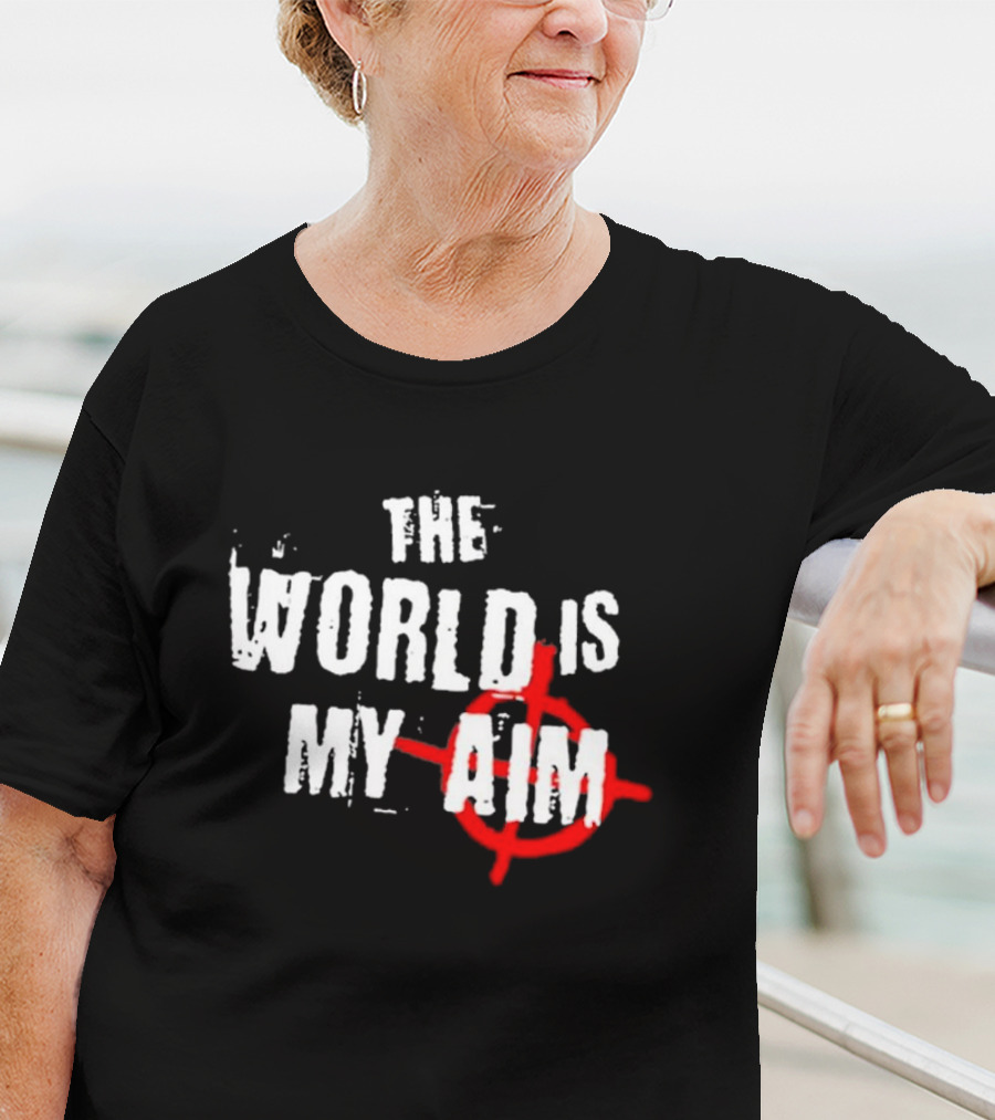 The World Is My Aim Vintage Black And White With Red Target Circle T-Shirt