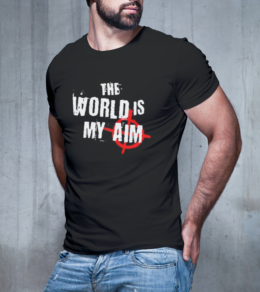 The World Is My Aim Vintage Black And White With Red Target Circle T-Shirt