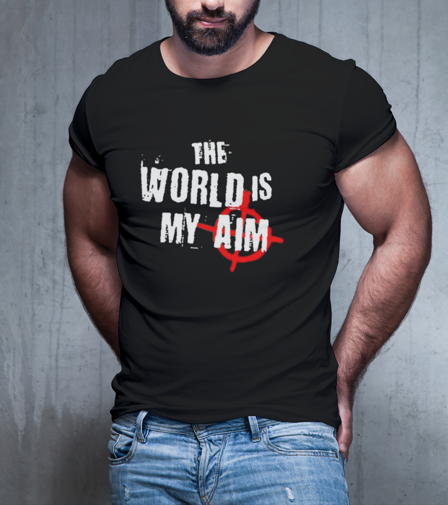 The World Is My Aim Vintage Black And White With Red Target Circle T-Shirt