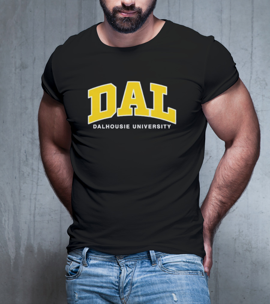 DAL Dalhousie University Yellow Arch Text T-Shirt