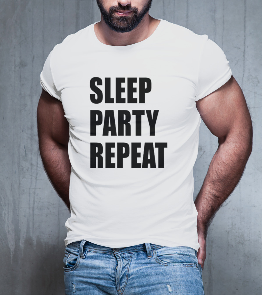 Sleep Party Repeat Slogan Black минималистичний дизайн T-Shirt