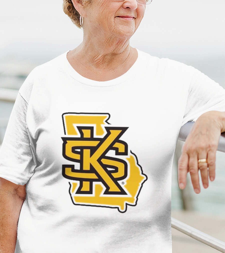 KSU Athletics Black And Gold Georgia Map T-Shirt