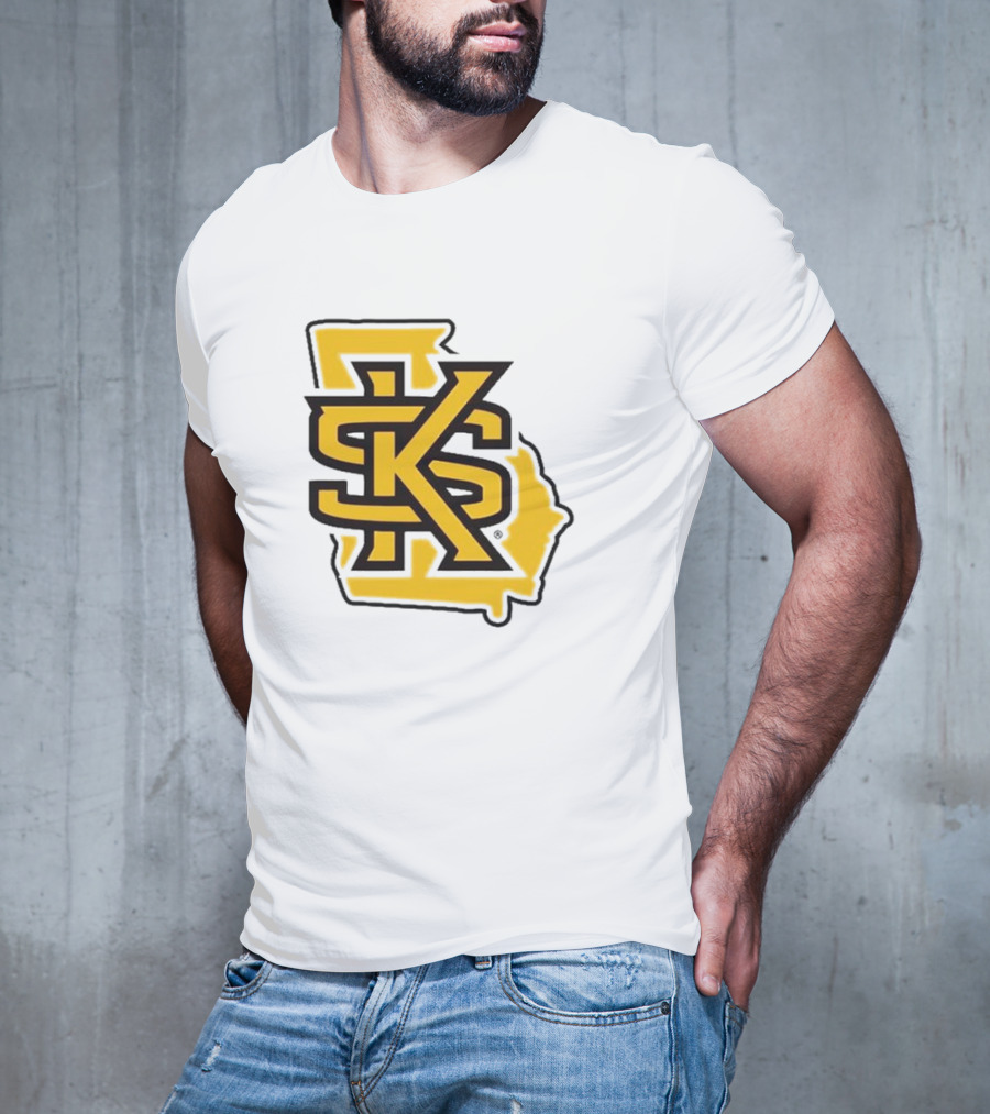 KSU Athletics Black And Gold Georgia Map T-Shirt