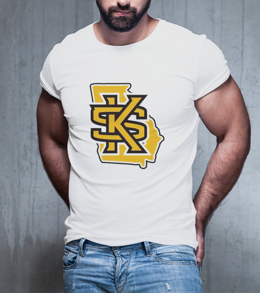 KSU Athletics Black And Gold Georgia Map T-Shirt
