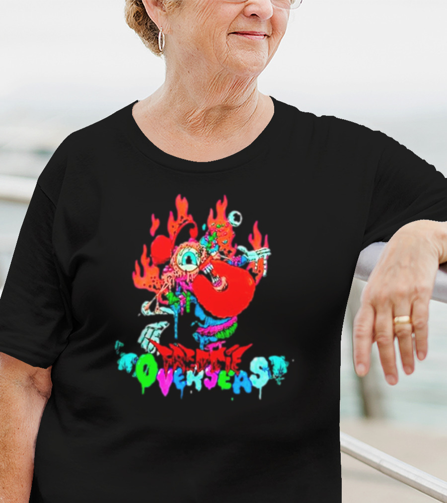 Freddie Overseas Flaming Cartoon Character Multicolor T-Shirt