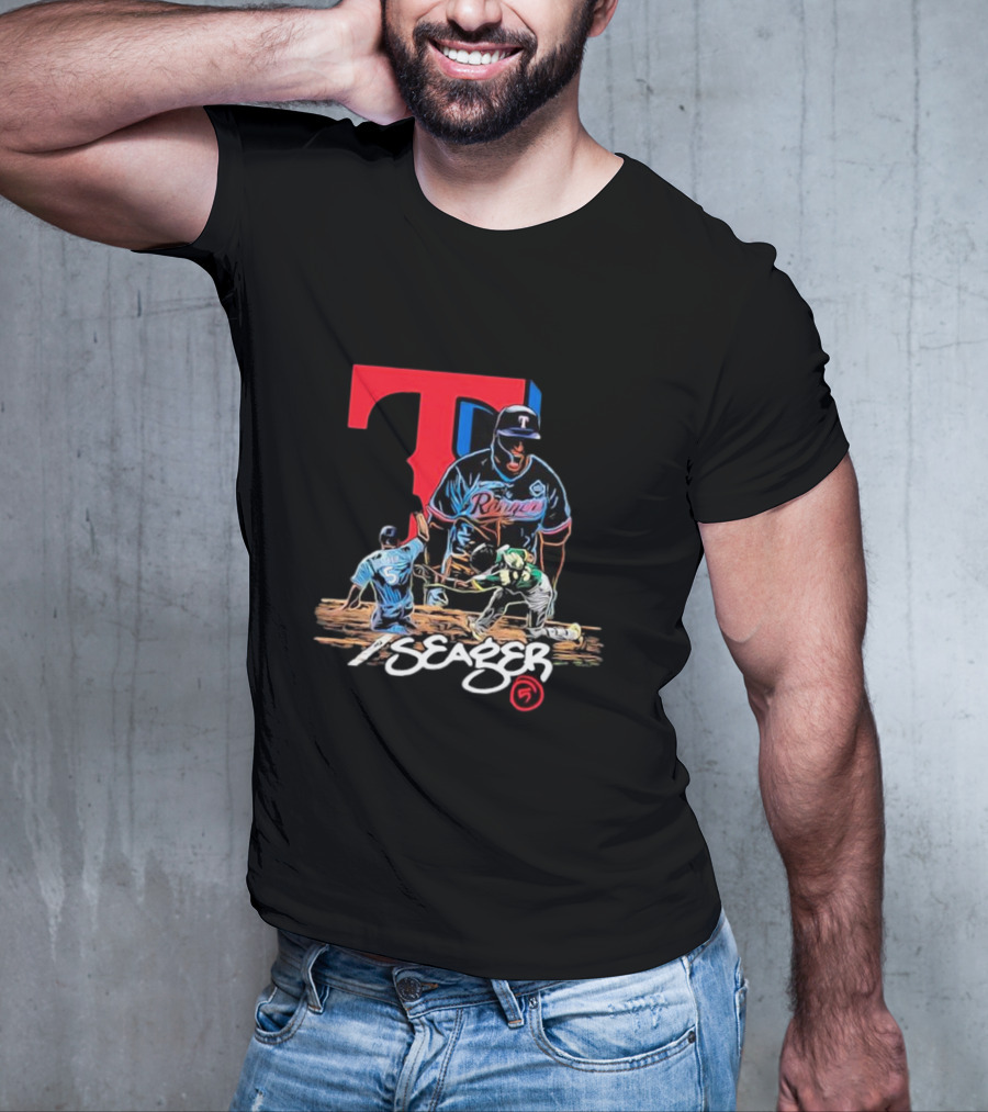 Texas Rangers Seager Baseball Action T-Shirt
