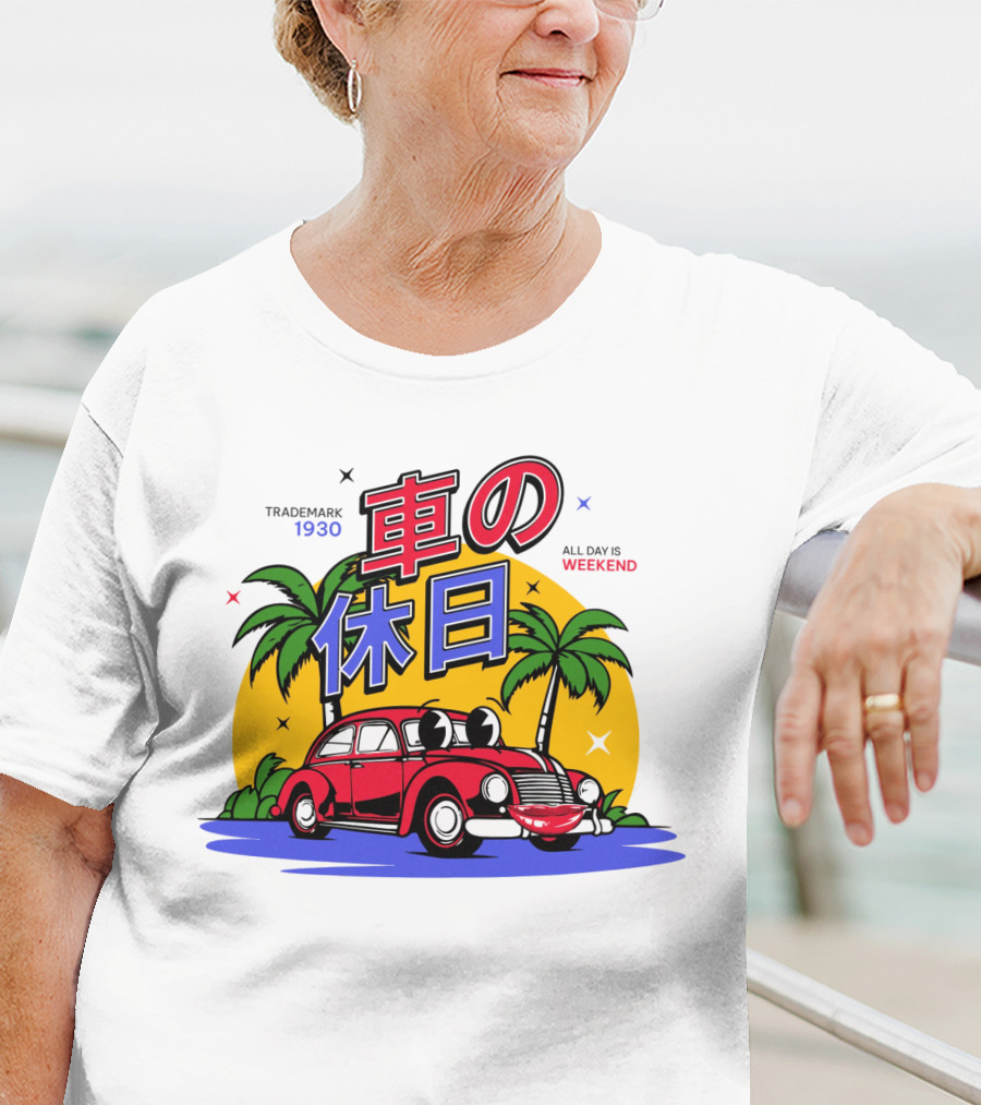 Trademark 1930 Car Holiday All Days Weekend Palm Trees T-Shirt