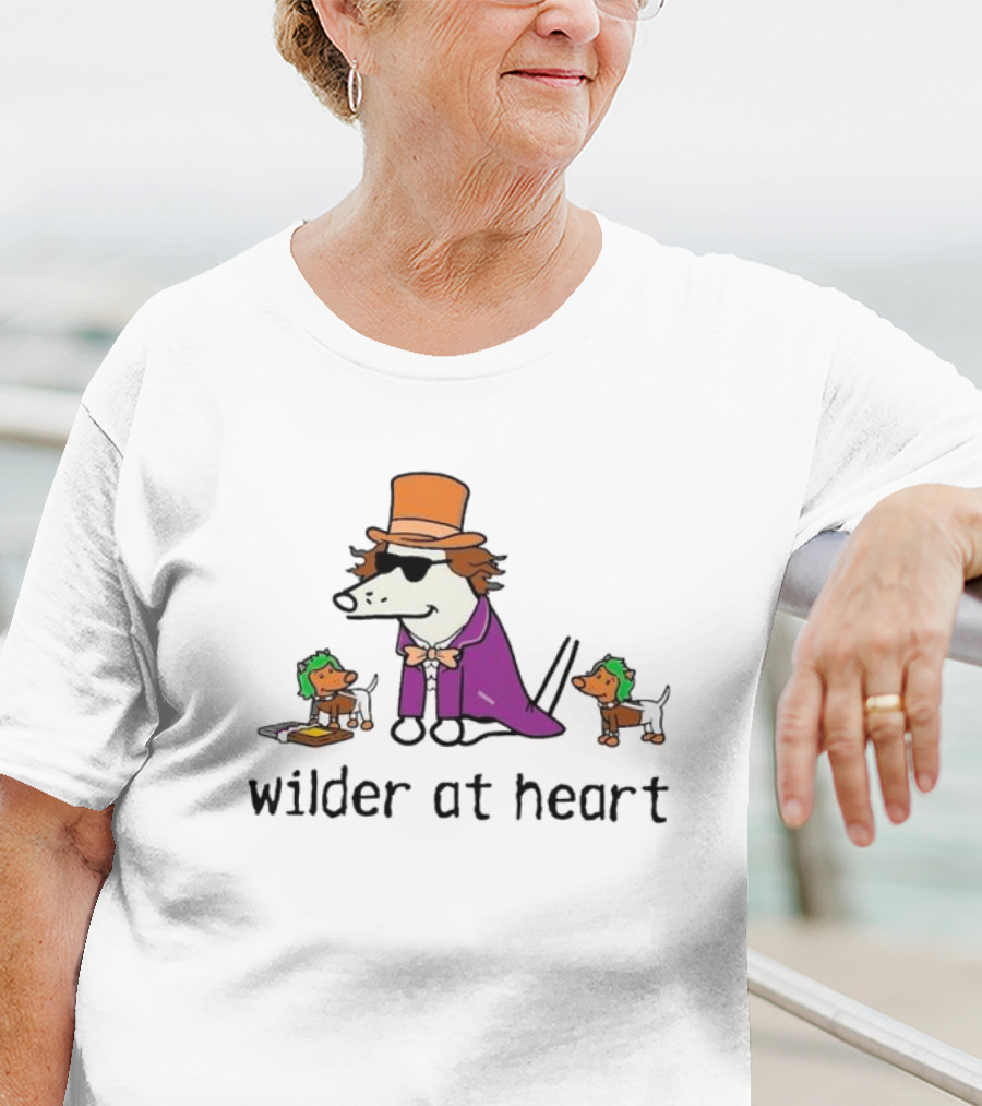 Wilder At Heart Dog In Orange Hat And Purple Outfit With Two Small Dogs T-Shirt
