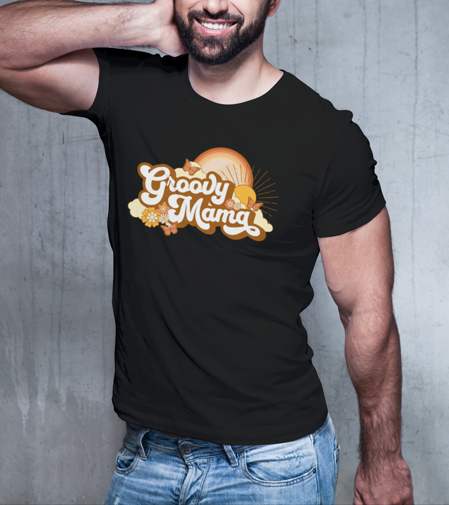Groovy Mama Retro Sunflower Butterflies T-Shirt