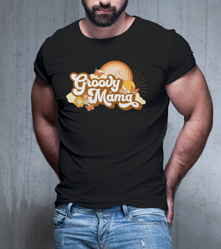 Groovy Mama Retro Sunflower Butterflies T-Shirt