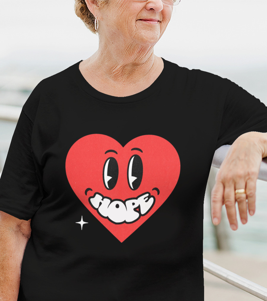 Hope Heart With Cartoon Eyes And Sparkle T-Shirt