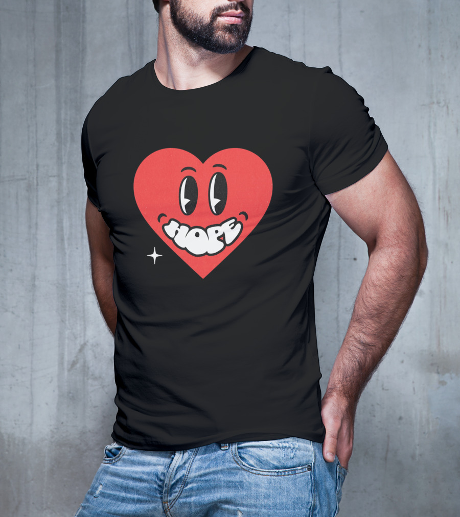 Hope Heart With Cartoon Eyes And Sparkle T-Shirt