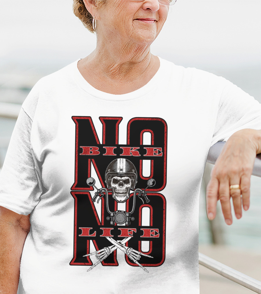NO BIKE NO LIFE Motorcycle Skull T-Shirt