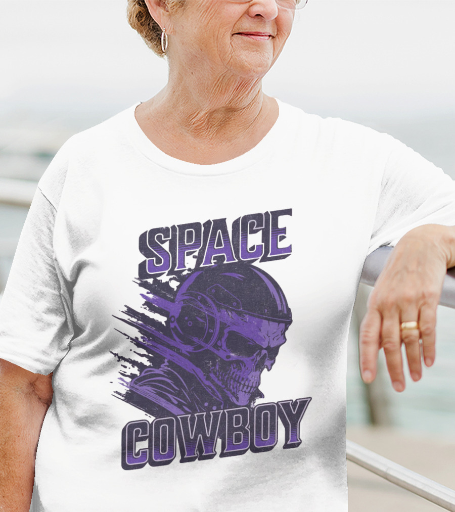 Space Cowboy Skull Helmet Cosmic Adventure T-Shirt