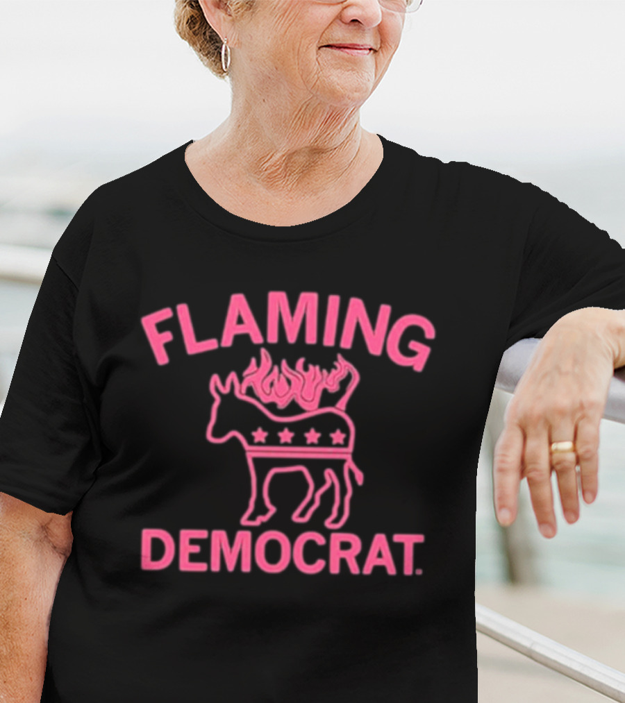 Flaming Democrat Donkey With Stars And Flames T-Shirt