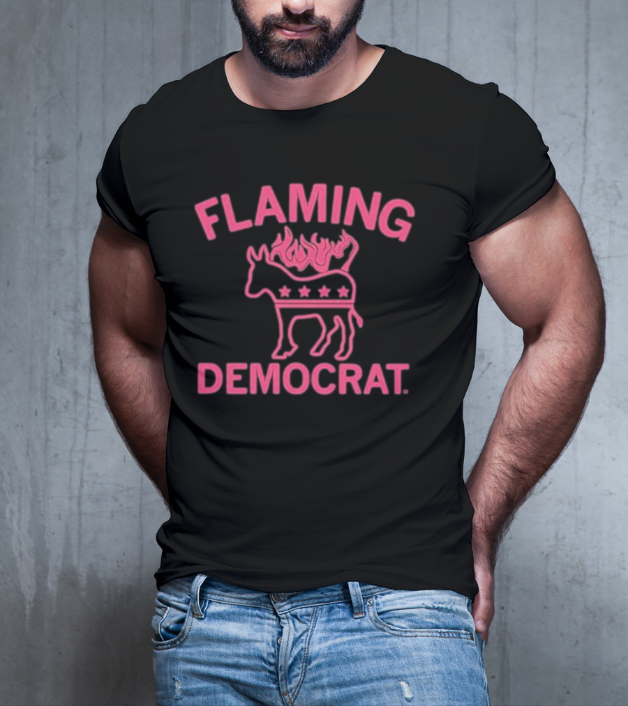 Flaming Democrat Donkey With Stars And Flames T-Shirt